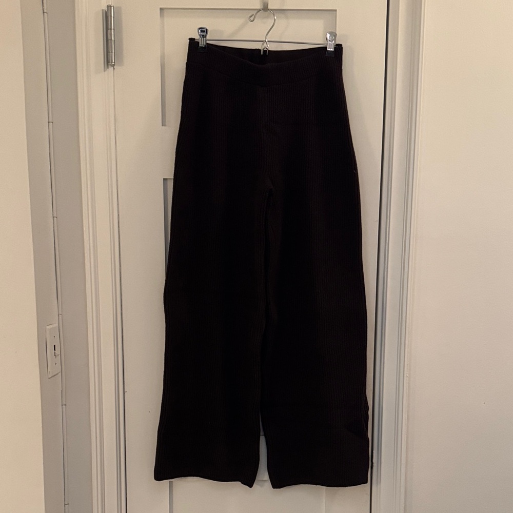 Chocolate Brown Wide-Leg Sweater Pants